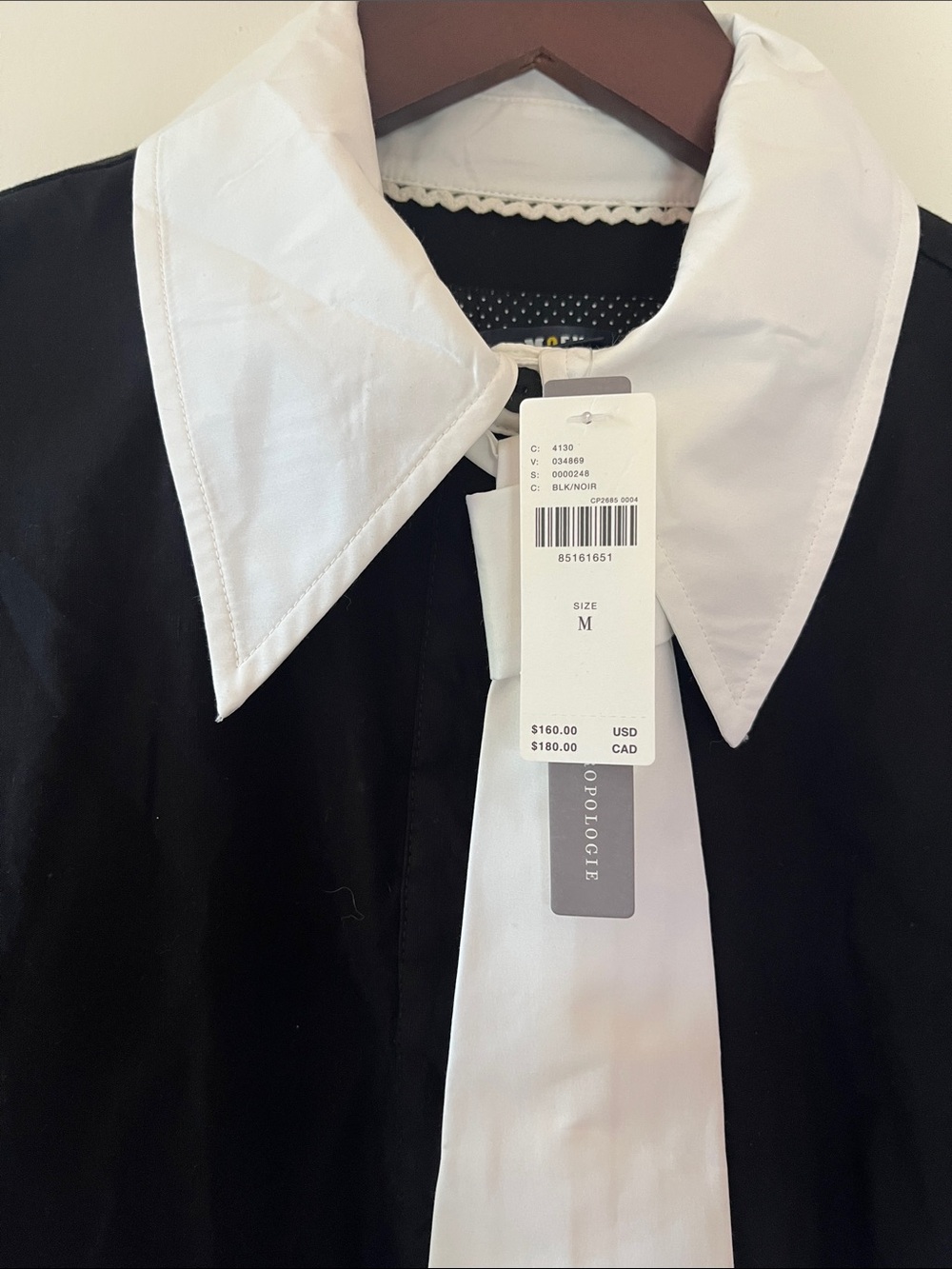 NWT Anthropologie Maeve Black Dress with White Collar - Picture 3 of 5